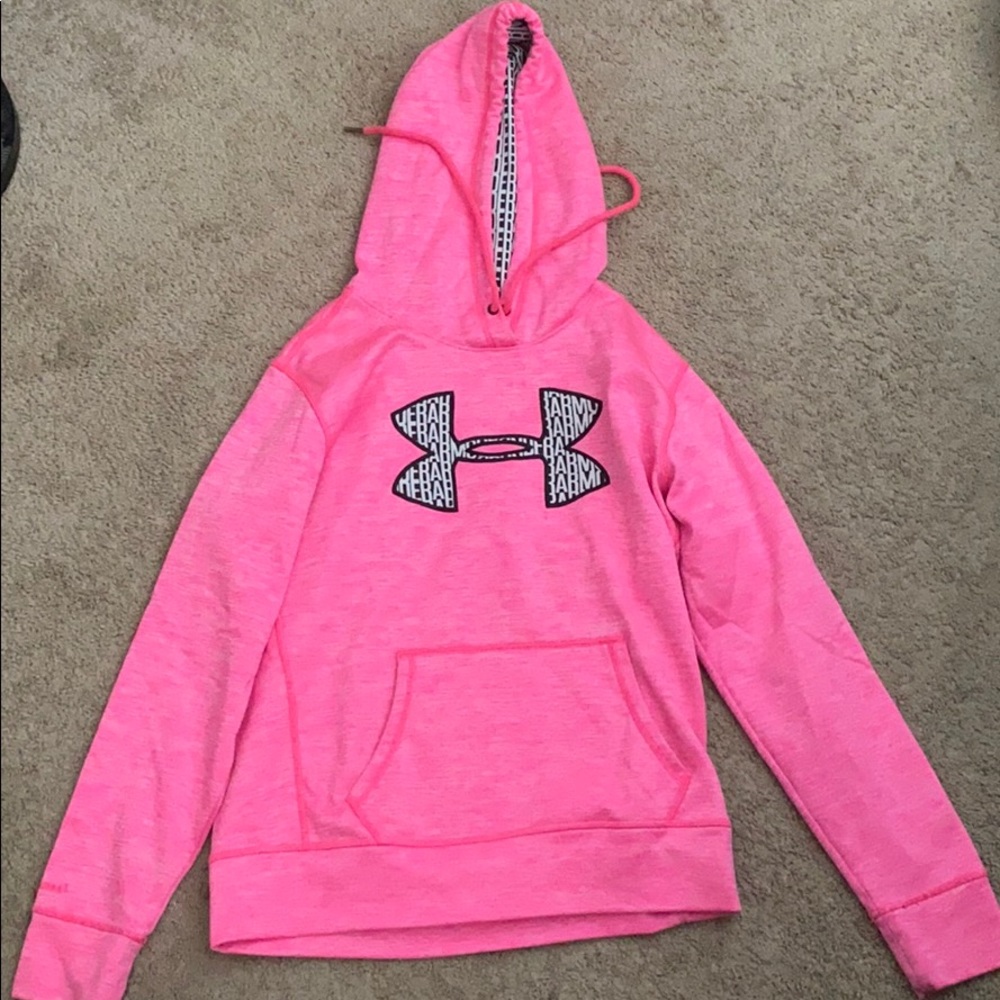 Girls underarmour neon pink hoodie